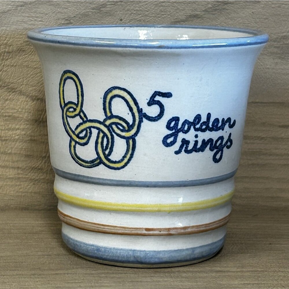 Louisville Stoneware Punch Cup 5 Golden Rings 12 Days of Christmas Mug